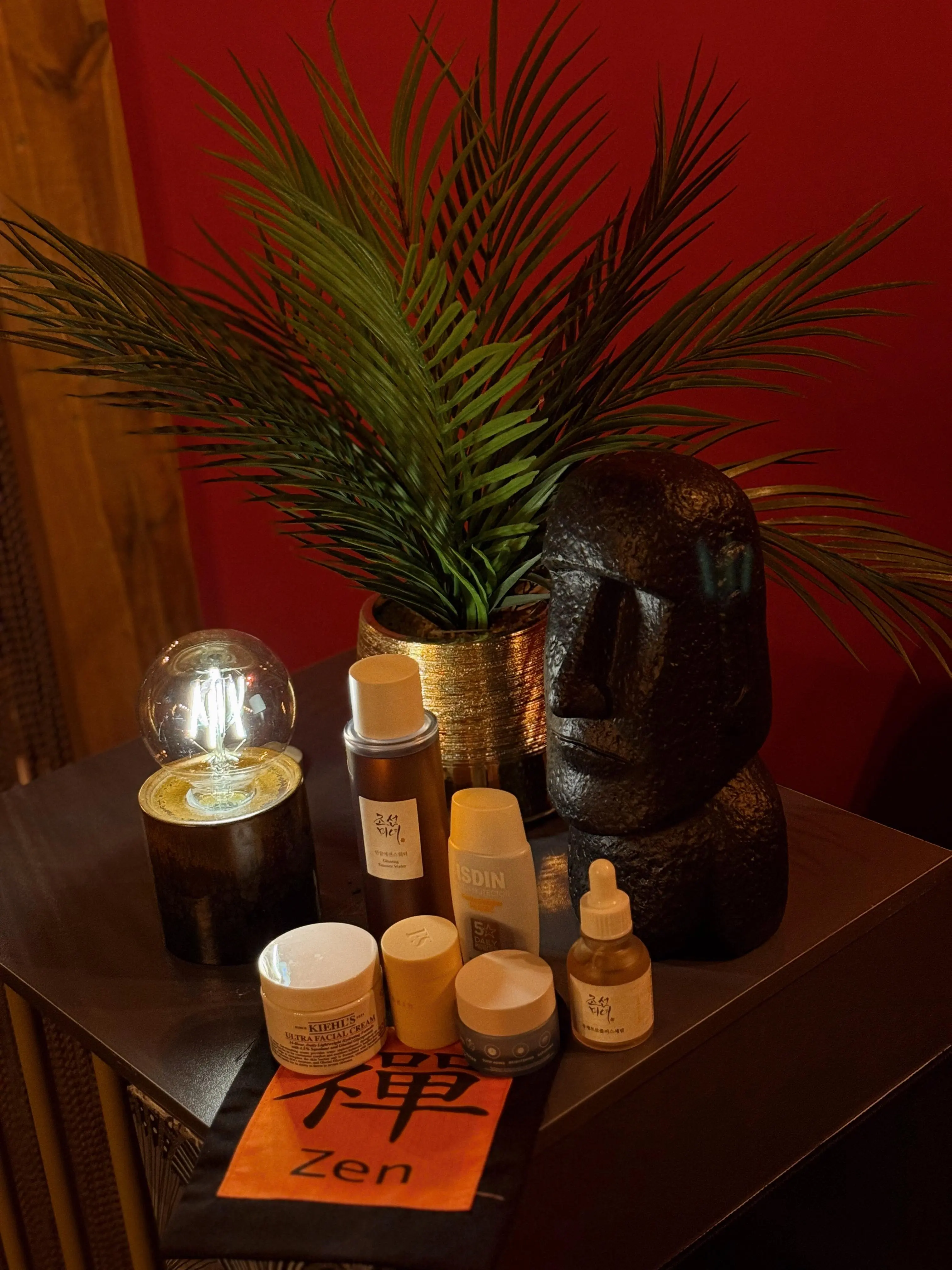 Skin care and massage preparation area